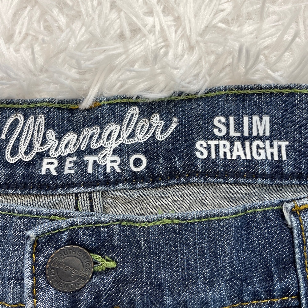 Wrangler RETRO MENS SLIM STRAIGHT Blue Jeans NO TAG MEASURES 36/36 - Picture 3 of 5